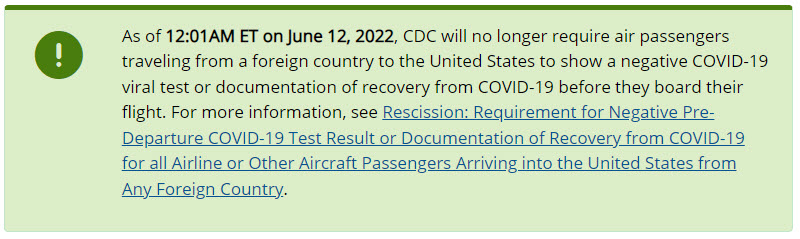 CDC says - No more COVID Tests - for returning International travelers
